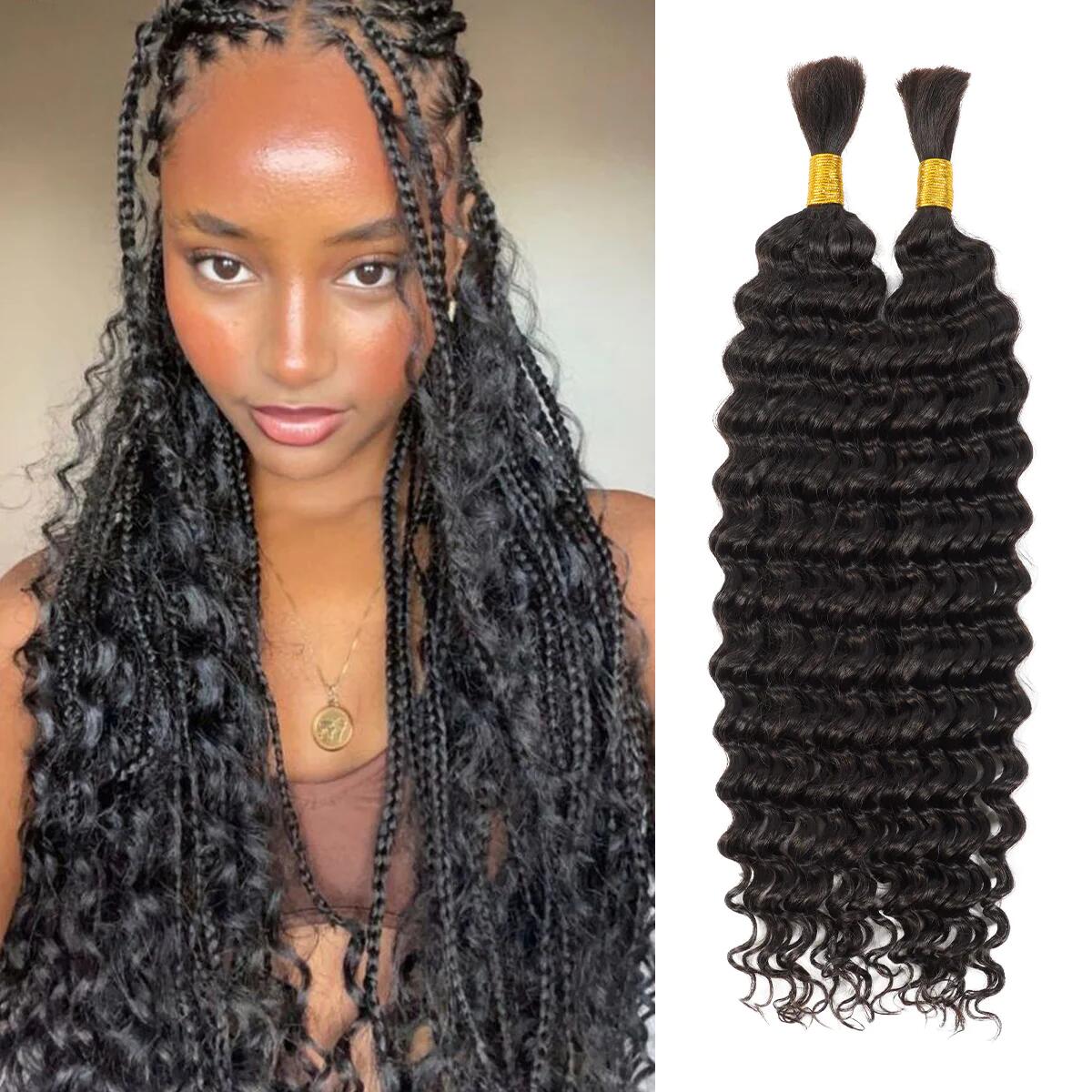 Stema Bulk Hair Extensions For Boho Box Braid Straight Deep Wave No Weft For Black Women Braiding